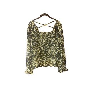 Tommy Jeans Tommy Hilfiger Floral Smocked Y2K Long Sleeve Blouse‎ NWT